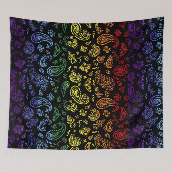 Item preview, Rainbow on Black Paisley designed and sold by BadBehaviour.
