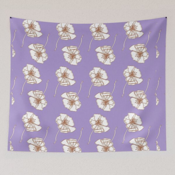 Item preview, Line Art Flower Pattern on Purple Background designed and sold by Alexandra Renee.