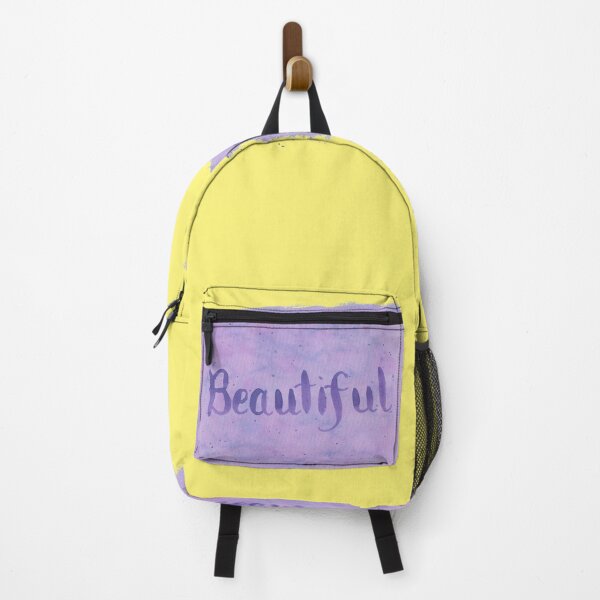 Item preview, Beautiful - written in Purple Watercolor Brush Lettering on Yellow designed and sold by Karen McFarland.