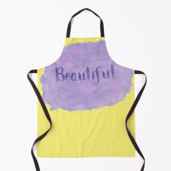 Item preview, Beautiful - written in Purple Watercolor Brush Lettering on Yellow designed and sold by Karen McFarland.