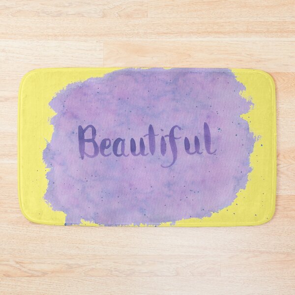 Item preview, Beautiful - written in Purple Watercolor Brush Lettering on Yellow designed and sold by Karen McFarland.