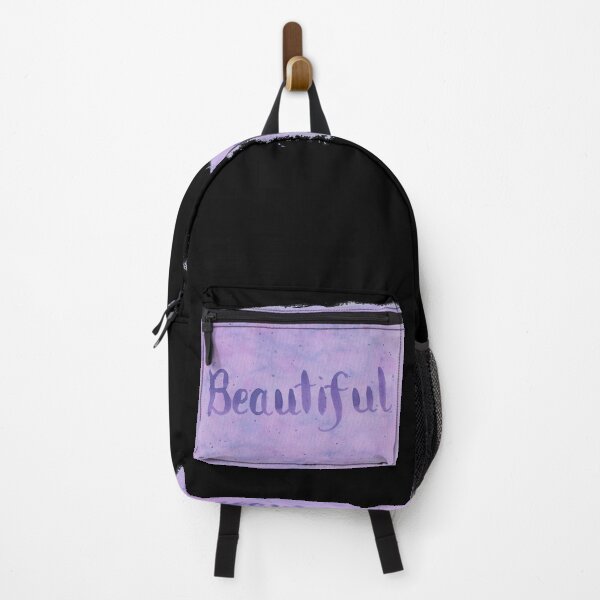 Item preview, Beautiful - written in Purple Watercolor Brush Lettering on Black designed and sold by Karen McFarland.