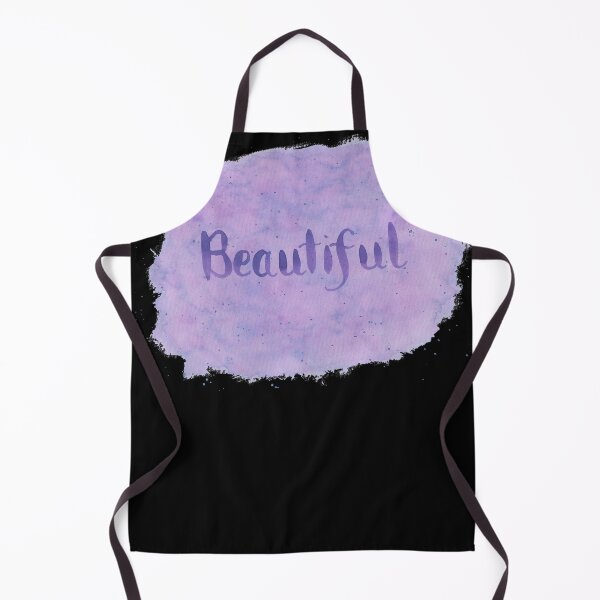 Item preview, Beautiful - written in Purple Watercolor Brush Lettering on Black designed and sold by Karen McFarland.