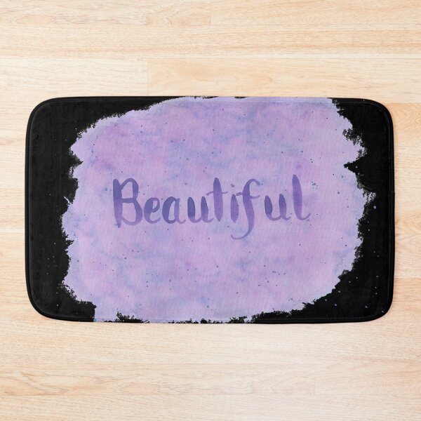 Item preview, Beautiful - written in Purple Watercolor Brush Lettering on Black designed and sold by Karen McFarland.