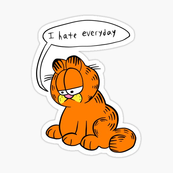 Garfield I Hate Everyday Bootleg Sticker For Sale By Noizeandlight Redbubble