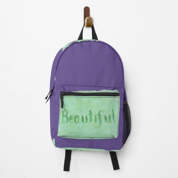 Item preview, Beautiful - written in Green Watercolor Brush Lettering on Ultra Violet designed and sold by Karen McFarland.