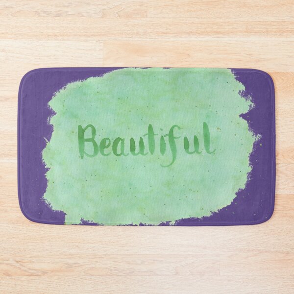 Item preview, Beautiful - written in Green Watercolor Brush Lettering on Ultra Violet designed and sold by Karen McFarland.