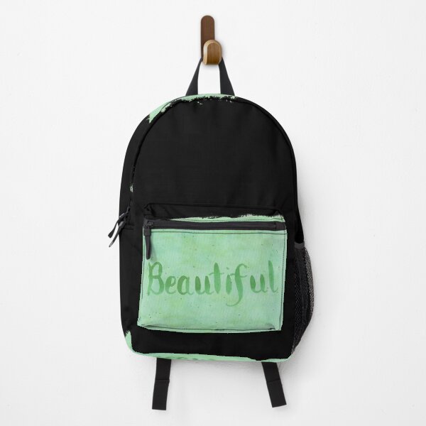 Item preview, Beautiful - written in Green Watercolor Brush Lettering on Black designed and sold by Karen McFarland.