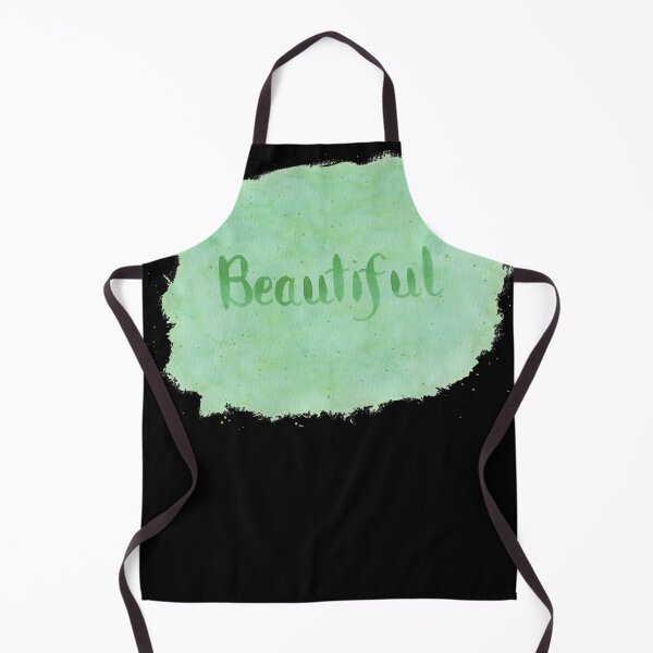 Item preview, Beautiful - written in Green Watercolor Brush Lettering on Black designed and sold by Karen McFarland.