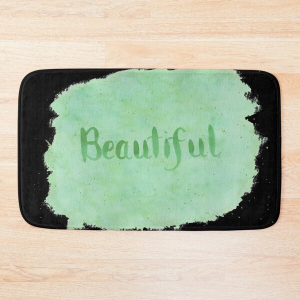 Item preview, Beautiful - written in Green Watercolor Brush Lettering on Black designed and sold by Karen McFarland.