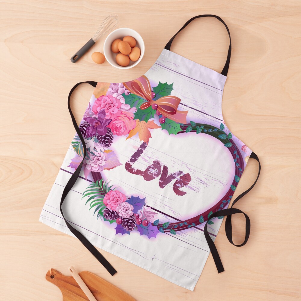 Shabby Chic Hearts on Distressed Wood Apron