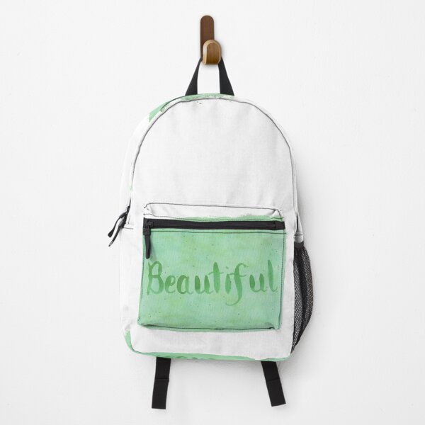 Item preview, Beautiful - written in Green Watercolor Brush Lettering on White designed and sold by Karen McFarland.