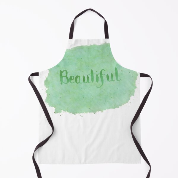 Item preview, Beautiful - written in Green Watercolor Brush Lettering on White designed and sold by Karen McFarland.