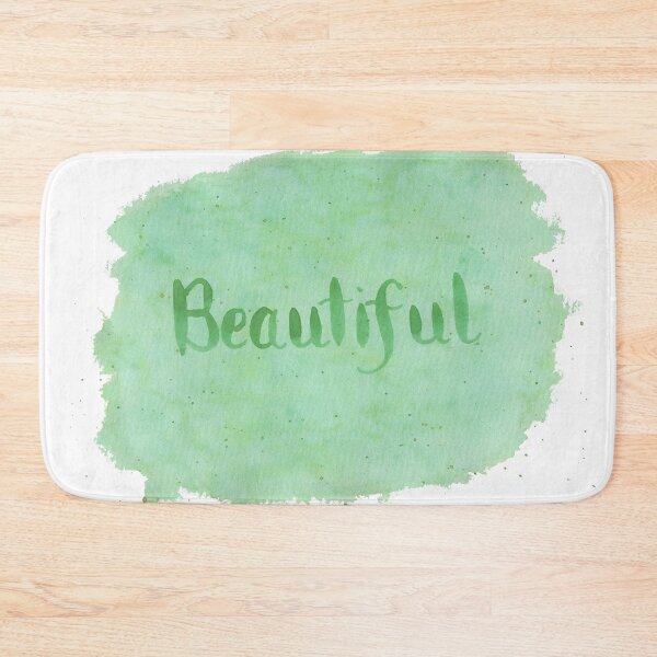 Item preview, Beautiful - written in Green Watercolor Brush Lettering on White designed and sold by Karen McFarland.