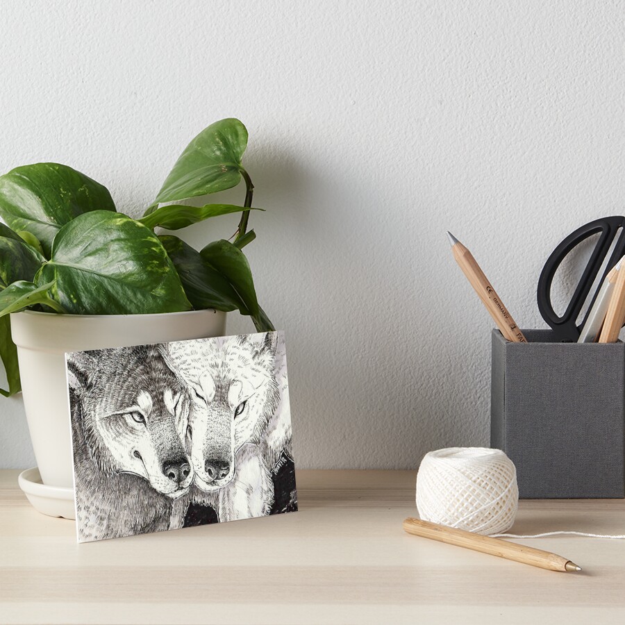 wolf nuzzle Art Board Print