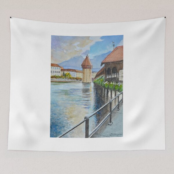 Item preview, The Chapel Bridge in Lucerne, Switzerland designed and sold by Dai Wynn Fine Art.