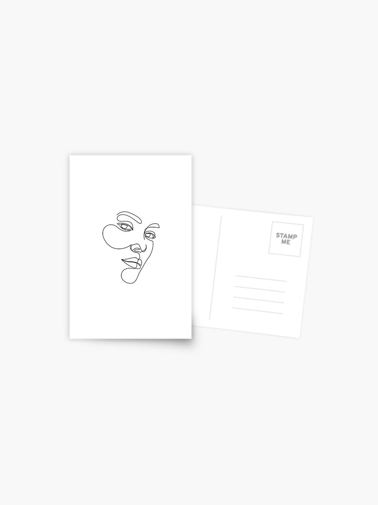 One Line Art Sinnliche Frauen Face Line Drawing Kontinuierliche Linie Postkarte Von Oneline4life Redbubble