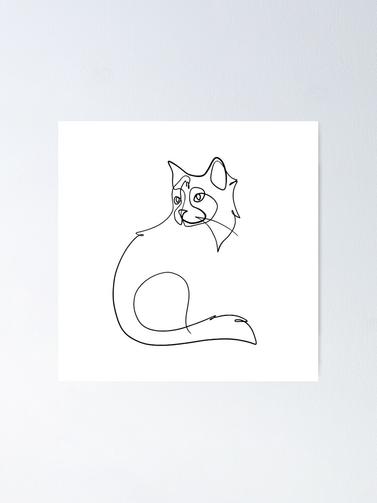 Continuous One Line Drawing of Two Cats in Minimalism Style. Cute