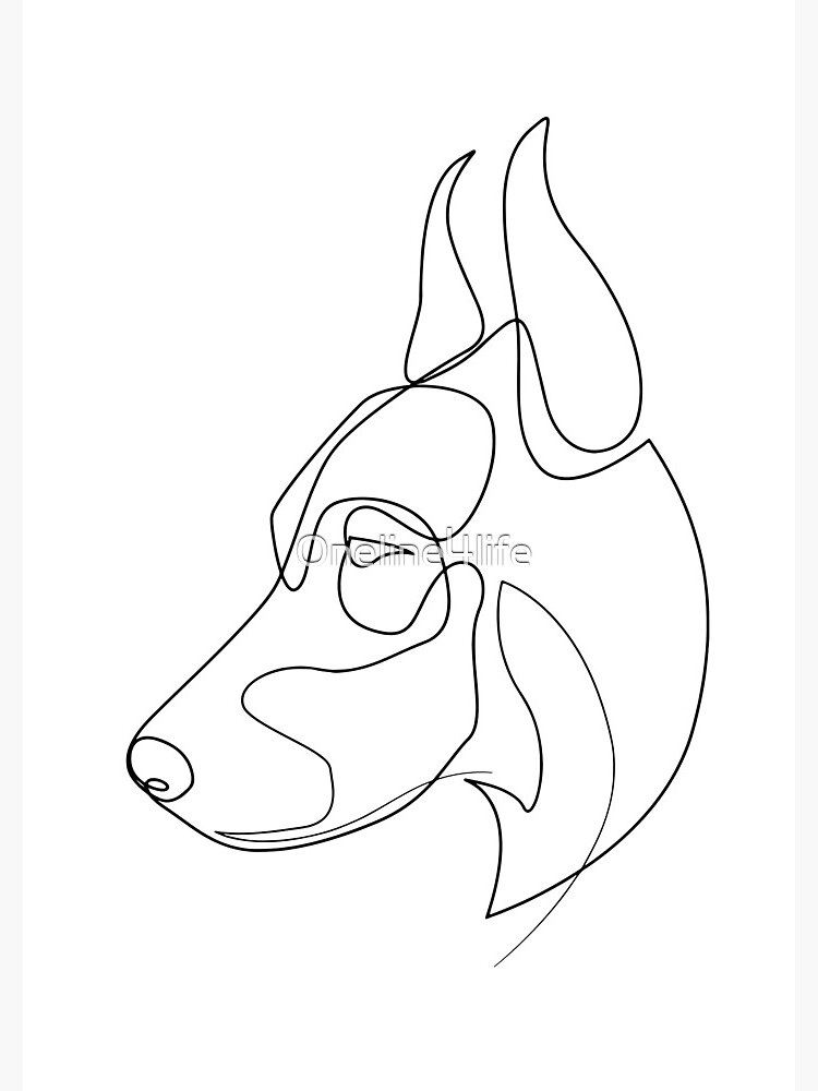 One Line Art Cute Dog Line Drawing Continuous Line Spiral