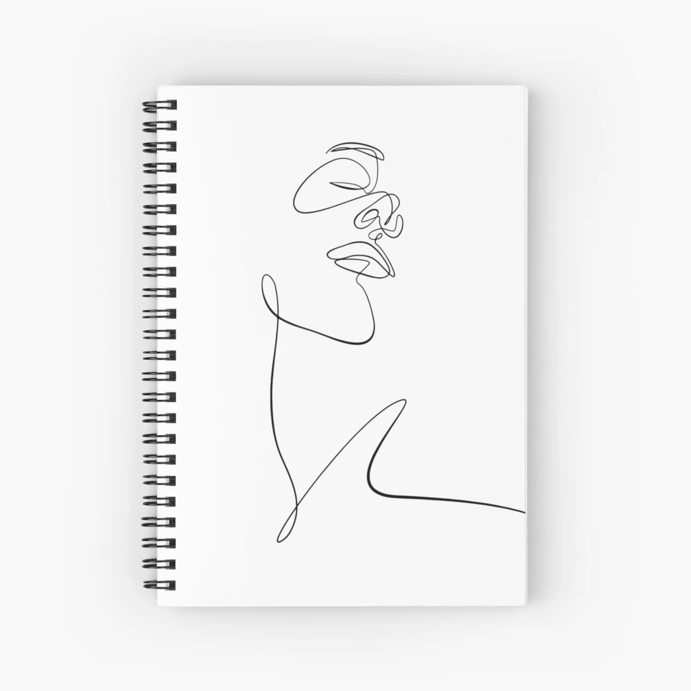 Cahier à spirale for Sale avec l'œuvre « Un livre d'art en ligne a ouvert  le dessin au trait » de l'artiste Oneline4life