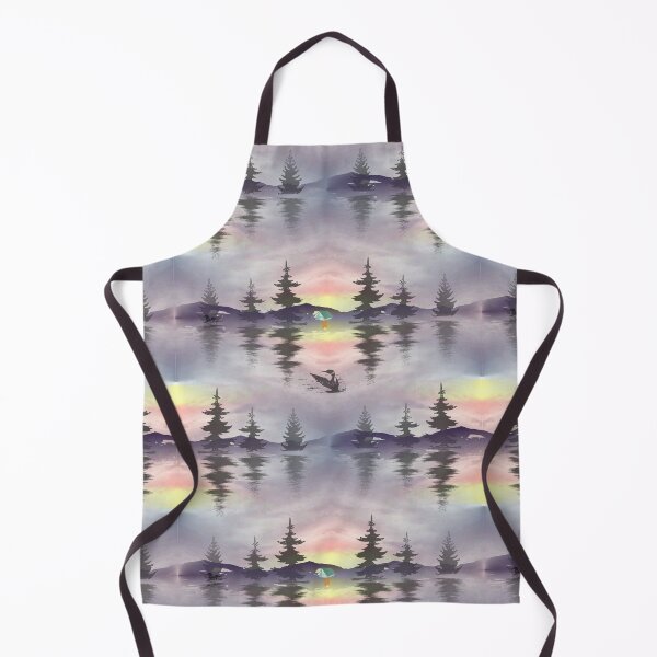 Item preview, Freshwater lake at sunrise with tent, firecamp and loon. designed and sold by Eejee-SK.