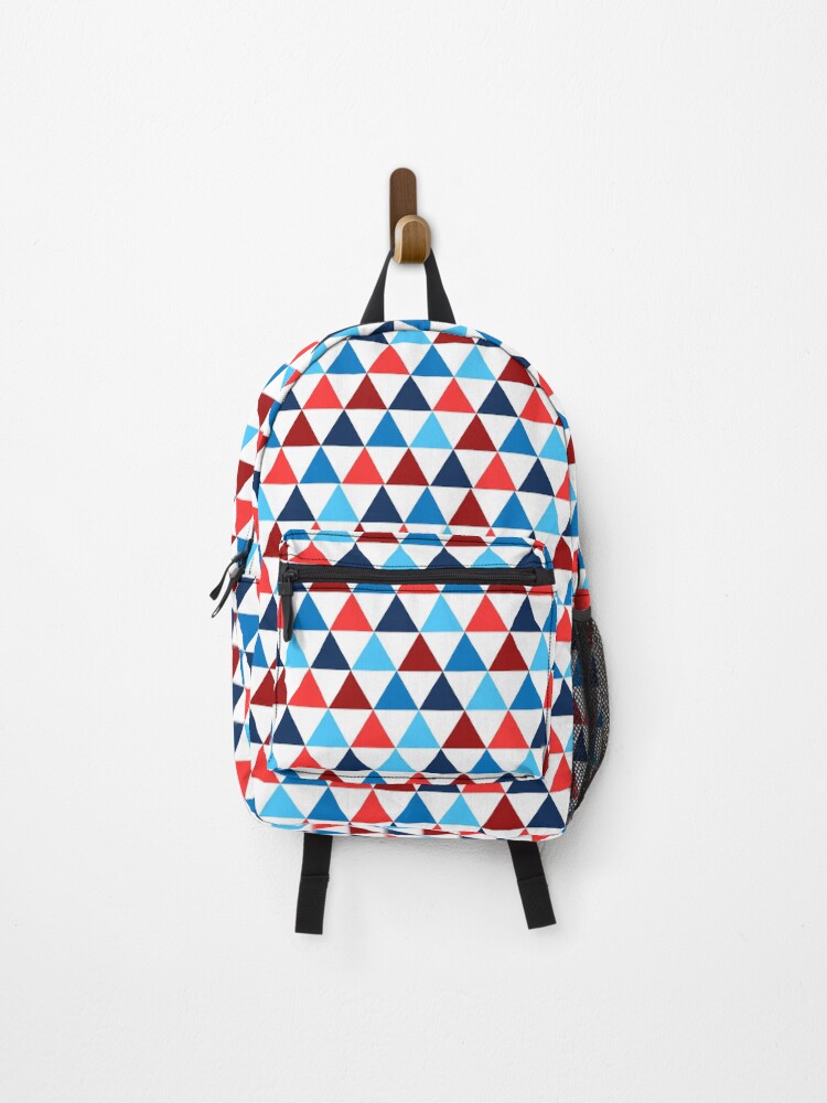 red white and blue backpack