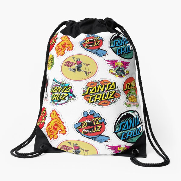 santa cruz sticker pack Drawstring Bag