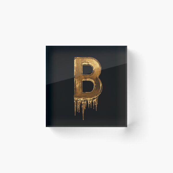 Item preview, Gold Drip On Black Alphabet Letter b designed and sold by MPowerTeez.