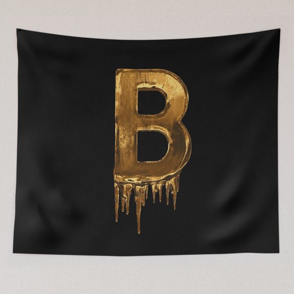 Item preview, Gold Drip On Black Alphabet Letter b designed and sold by MPowerTeez.