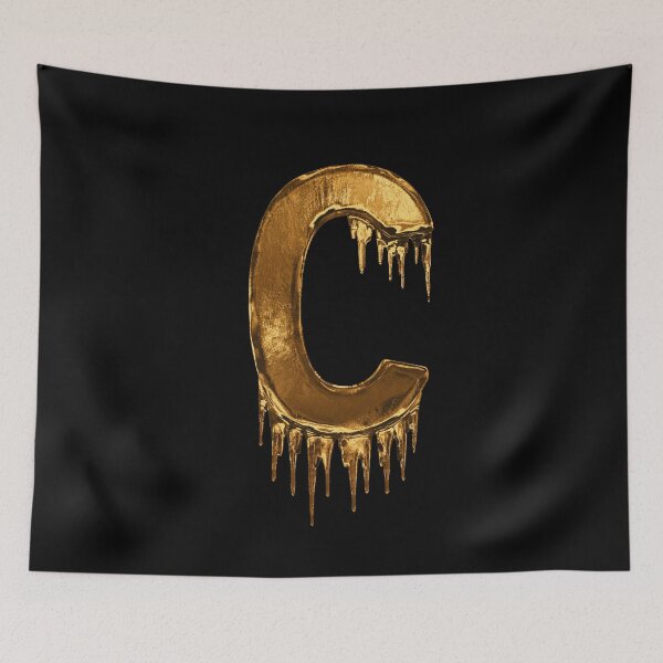 Item preview, Gold Drip On Black Alphabet Letter C designed and sold by MPowerTeez.