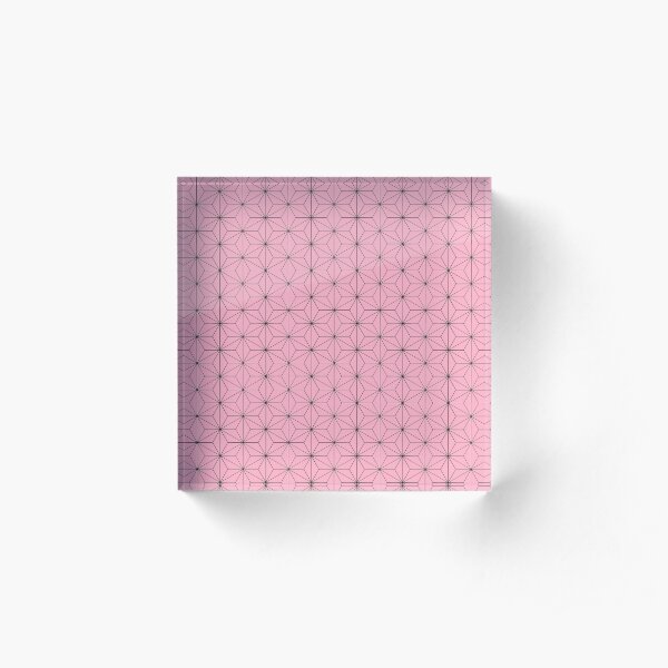 Nezuko's Kimono Pattern: Traditional Japanese Pink Asanoha Pattern, Demon Slayer Acrylic Block