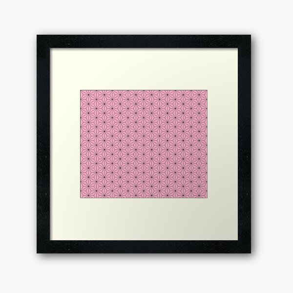 Nezuko's Kimono Pattern: Traditional Japanese Pink Asanoha Pattern, Demon Slayer Framed Art Print