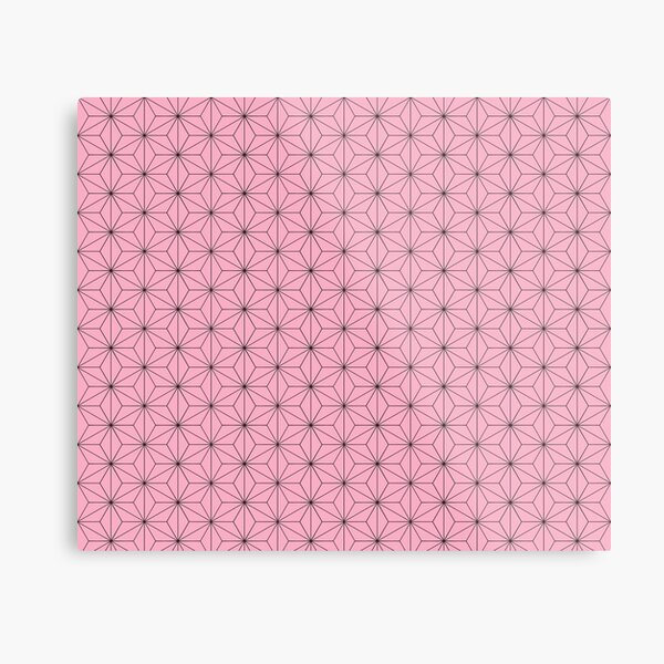 Nezuko's Kimono Pattern: Traditional Japanese Pink Asanoha Pattern, Demon Slayer Metal Print