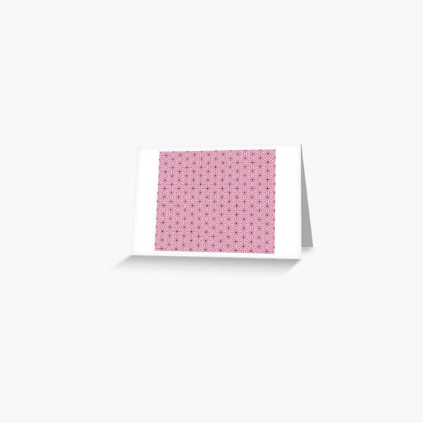 Nezuko's Kimono Pattern: Traditional Japanese Pink Asanoha Pattern, Demon Slayer Greeting Card