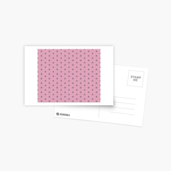 Nezuko's Kimono Pattern: Traditional Japanese Pink Asanoha Pattern, Demon Slayer Postcard