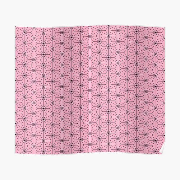 Nezuko's Kimono Pattern: Traditional Japanese Pink Asanoha Pattern, Demon Slayer Poster