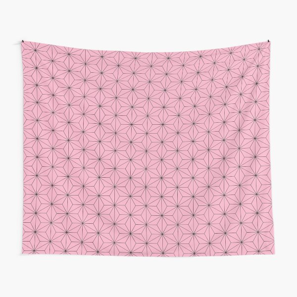 Nezuko's Kimono Pattern: Traditional Japanese Pink Asanoha Pattern, Demon Slayer Tapestry