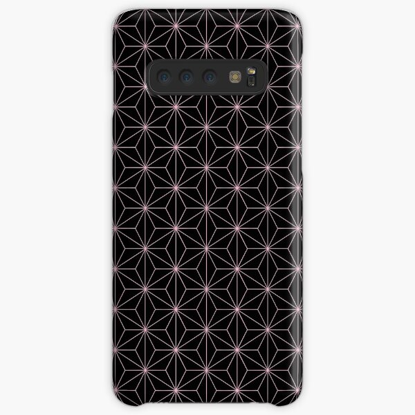 Traditional Japanese Asanoha Kimono pattern, Black And Pink Geometric Pattern, Japanese Haori Pattern Samsung Galaxy Snap Case