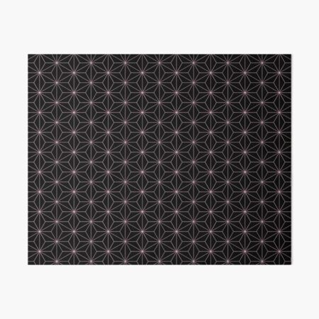 Traditional Japanese Asanoha Pink on Black Geometric Pattern Kimono Art Board Print