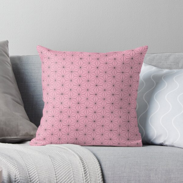 Nezuko's Kimono Pattern: Traditional Japanese Pink Asanoha Pattern, Demon Slayer Throw Pillow