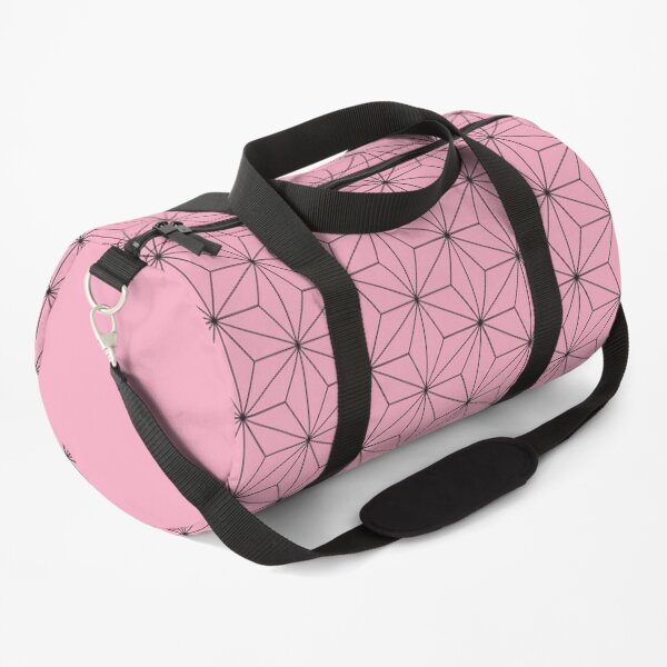 Traditional Japanese Asanoha Kimono pattern, Pink Geometric Pattern, Japanese Haori Pattern Duffle Bag