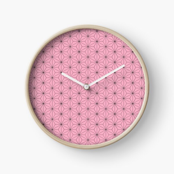 Nezuko's Kimono Pattern: Traditional Japanese Pink Asanoha Pattern, Demon Slayer Clock