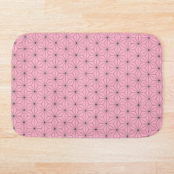Nezuko's Kimono Pattern: Traditional Japanese Pink Asanoha Pattern, Demon Slayer Bath Mat