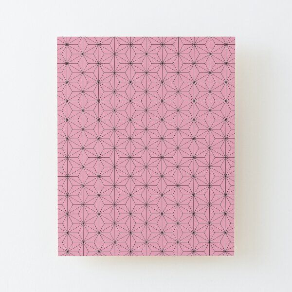 Nezuko's Kimono Pattern: Traditional Japanese Pink Asanoha Pattern, Demon Slayer Wood Mounted Print