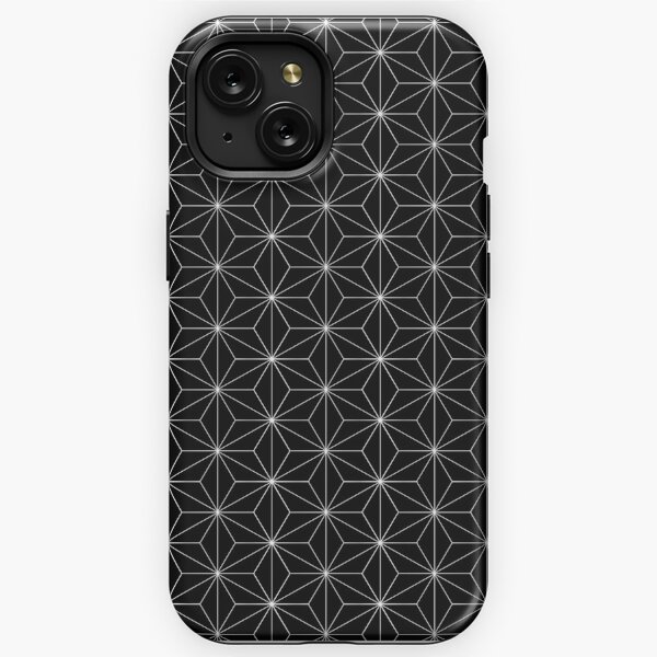 Traditional Japanese Asanoha White on Black Geometric Pattern Kimono iPhone Tough Case