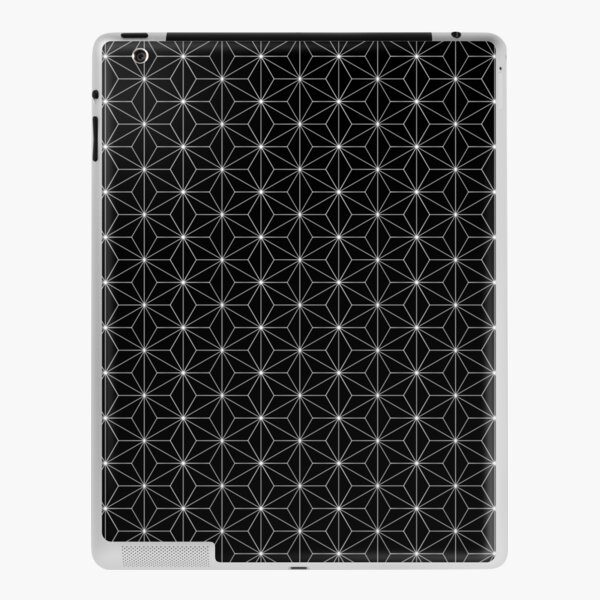 Traditional Japanese Asanoha White on Black Geometric Pattern Kimono iPad Skin