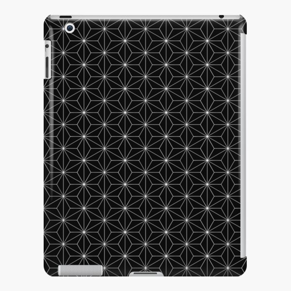 Traditional Japanese Asanoha White on Black Geometric Pattern Kimono iPad Snap Case