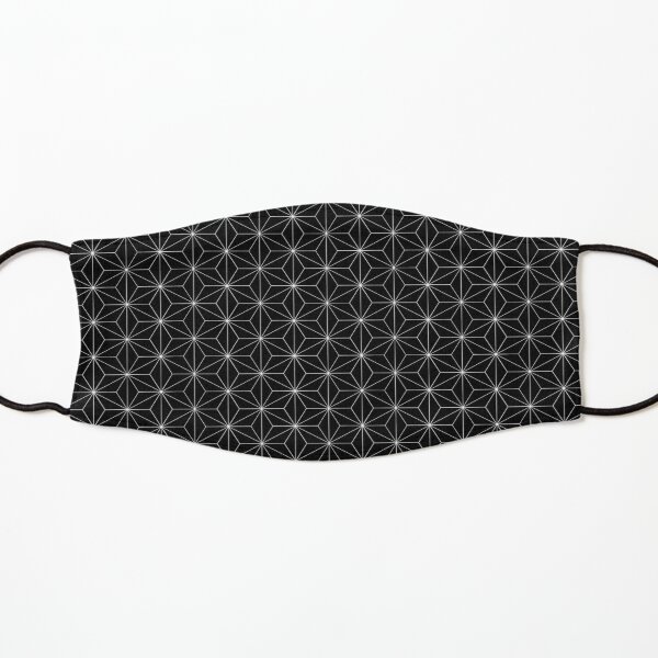 Traditional Japanese Asanoha Kimono pattern, Black And White Geometric Pattern, Japanese Haori Pattern Kids Mask