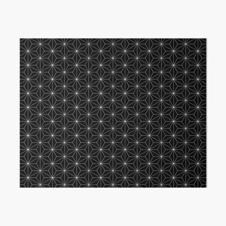 Traditional Japanese Asanoha White on Black Geometric Pattern Kimono Art Board Print