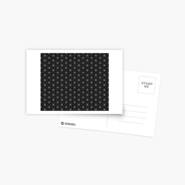 Traditional Japanese Asanoha White on Black Geometric Pattern Kimono Postcard